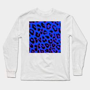 Leopard Print Blue Long Sleeve T-Shirt